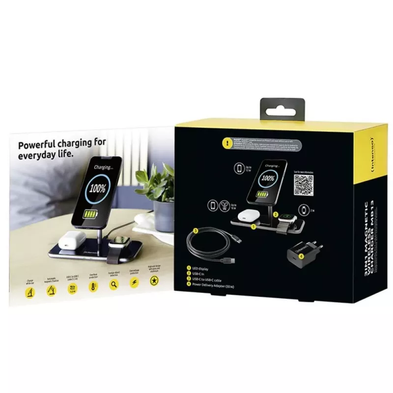 Intenso MB13 Słuchawki Bezprzewodowe USB Szybkie Ładowanie Czarny