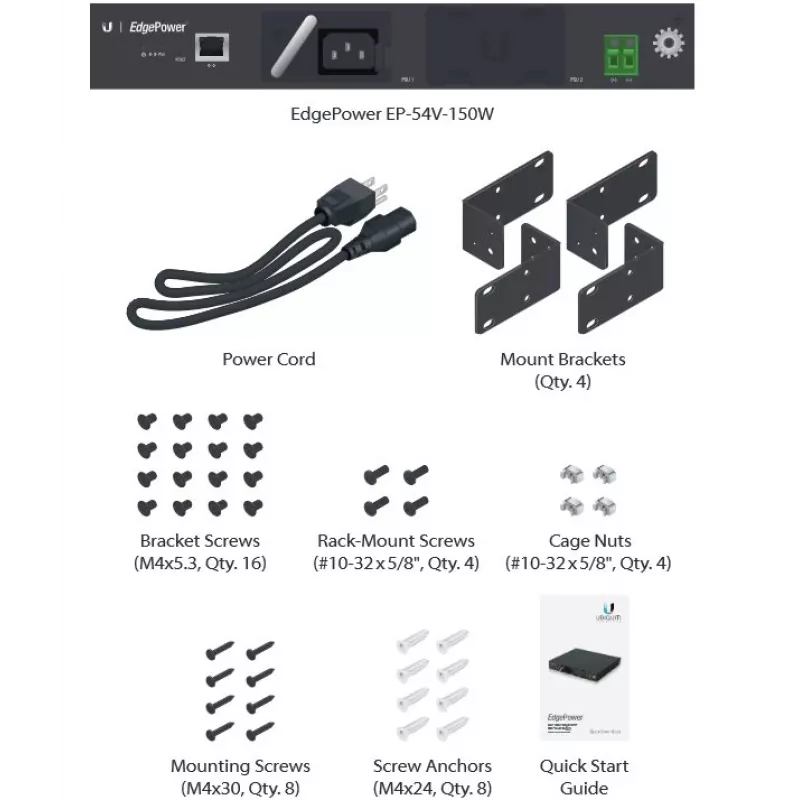Zasilacz UBIQUITI EP-54V-150W 150 W, AC 100–240 V, 50–60 Hz, czarny
