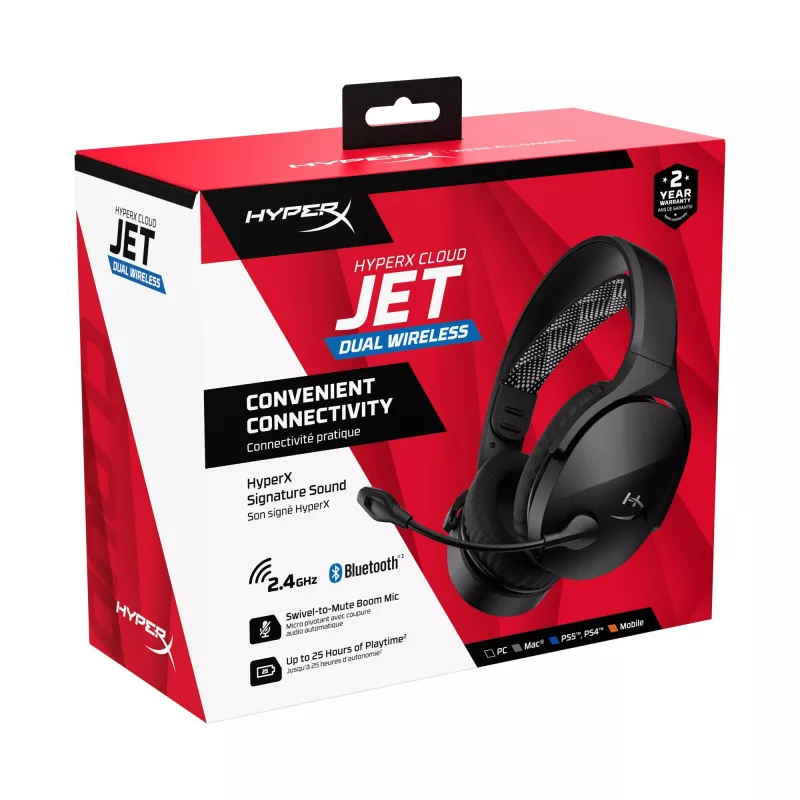 HyperX Cloud Jet - Bezprzewodowy zestaw słuchawkowy do gier (Czarny)