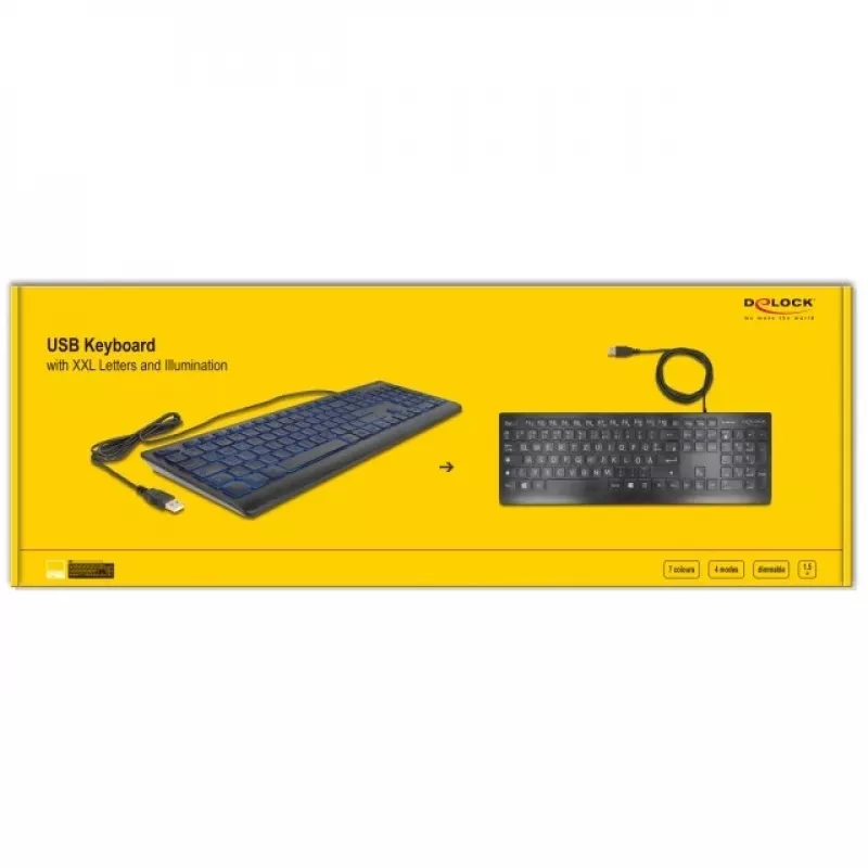 DeLOCK 12170 Klawiatura Uniwersalna USB QWERTZ Niemiecka Czarna Mechaniczna RGB
