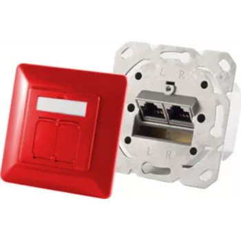 Gniazdo natynkowe 2x RJ-45 ShiverPeaks 74280-R Cat6a 500 MHz metalowe czerwone matowe