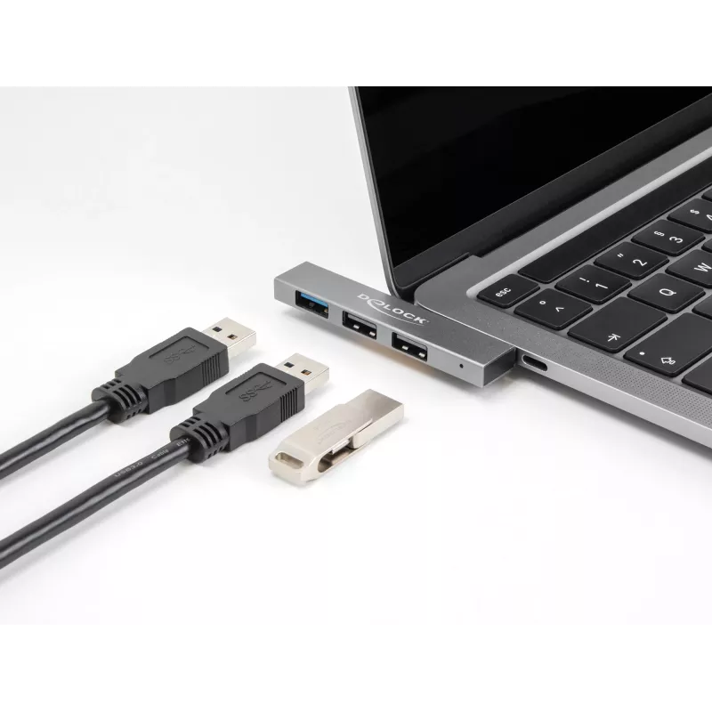 DeLOCK 3 Port cienki Hub USB USB Type-C 10 Gbps 2 x USB 2.0