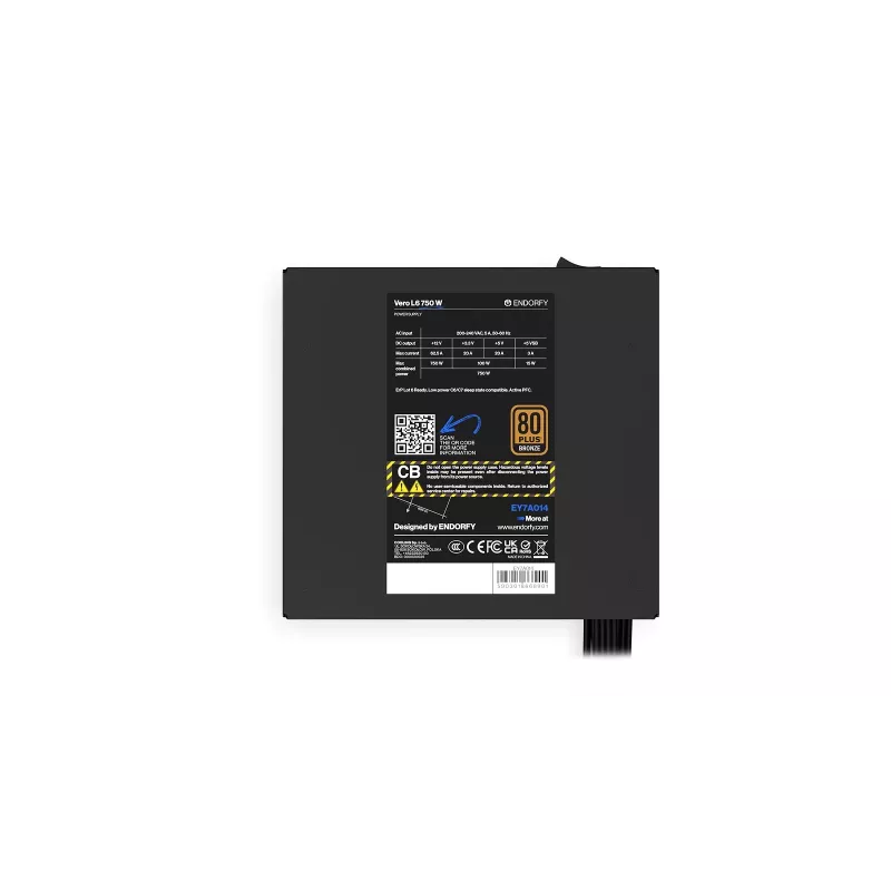 Zasilacz ENDORFY Vero L6 750 W, 24-pin ATX, 80 PLUS Bronze, wentylator 120 mm, czarny