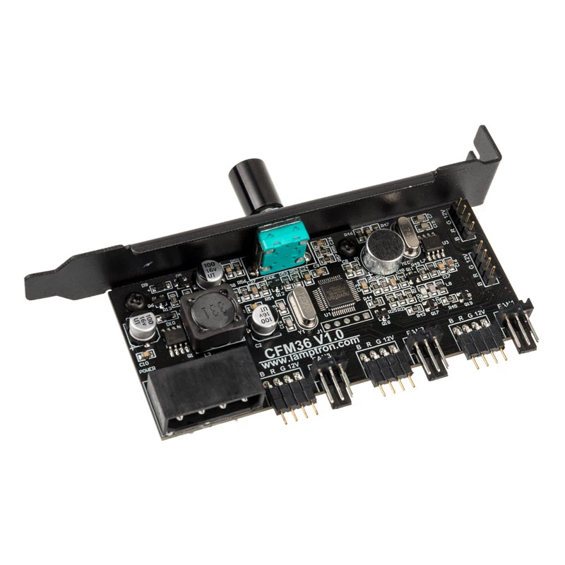 Kontroler wentylatorów i oświetlenia RGB Lamptron CFM36 na slot PCI, czarny