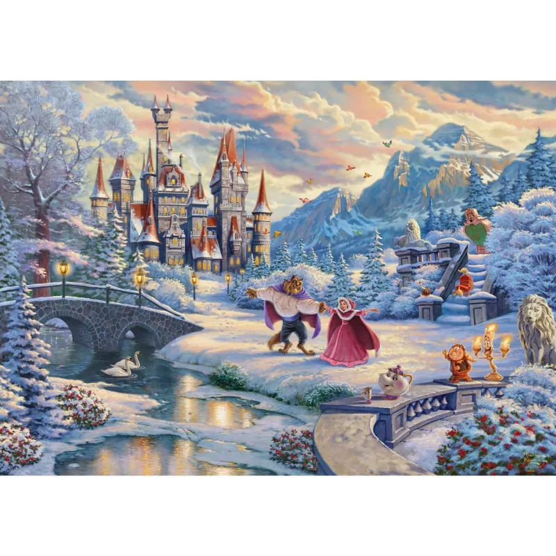Thomas Kinkade Studios: Disney - Beauty and the Beast, Zauberhafter Winterabend (Limitowana Edycja Świąteczna, 1000 elementów)