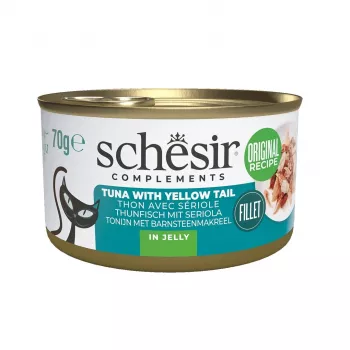 Karma mokra dla kota Agras Pet Foods SCHESIR Complements Tuńczyk z żółtytail w galaretce 70 g, 85% wilgotności, 12,5% białka