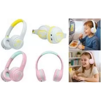 Słuchawki nauszne LogiLink BT0073BL, Bluetooth, przewodowe, jasnoniebieskie, żółte, składane (BT0073BL)