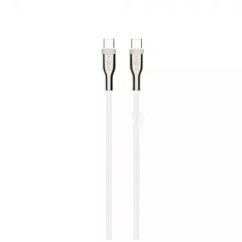 Pleciony kabel USB FIXED FIXDB-CC12-WH 100 W, biały, wytrzymała pleciona osłona, transmisja danych i zasilanie