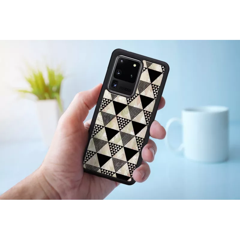 Etui ochronne iKins do Samsung Galaxy S20 Ultra — wzór piramidy, czarne