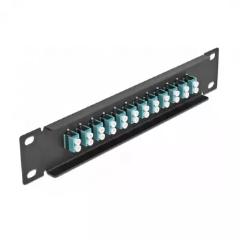 Fiber Optic Patch Panel DeLOCK 10 cali 12 Portów LC Duplex aqua 1U czarny