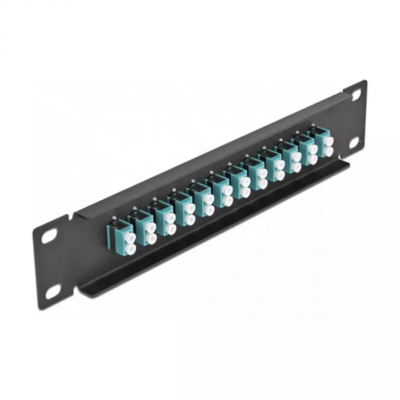 Fiber Optic Patch Panel DeLOCK 10 cali 12 Portów LC Duplex aqua 1U czarny