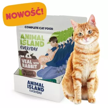 ANIMAL ISLAND Cielęcina z filetami z królika w bulionie - mokra karma dla kota - 12x85g