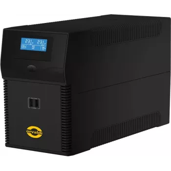 Zasilacz awaryjny ORVALDI ID2K0CH Line-Interactive 2 kVA / 1200 W, 24 V, baterie 9 Ah, LCD, USB, kompaktowy czarny