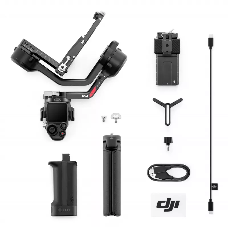Ręczny stabilizator kamery DJI RS4, korpus aluminiowy, bateria 12h, 1,066 kg, czarny