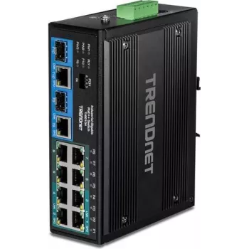 TRENDnet TI-BG104 - Switch - przemysłowy - niezarządzalny - 4 x 10/100/1000 (PoE++) + 4 x 10/100/1000 (PoE+) + 2 x Combo Gigabit SFP/RJ-45 - montaż na szynie DIN, montaż na ścianie - P