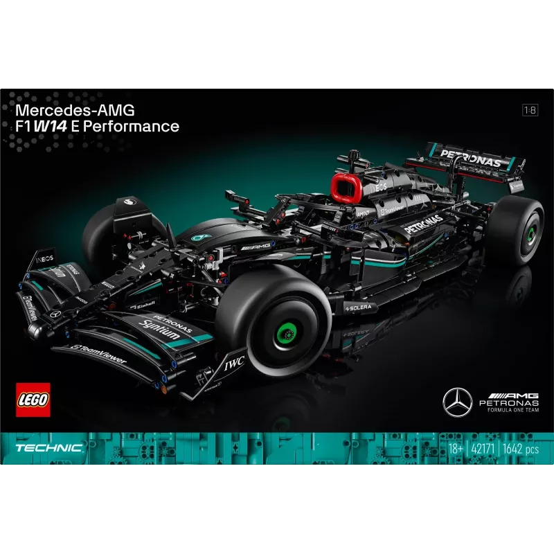 Zestaw LEGO Technic model Mercedes‑AMG F1 W14 E Performance — 1 432 elementy, zalecany wiek 18+