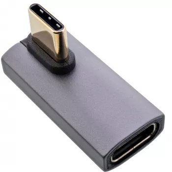 Adapter InLine USB4, wtyk/gniazdo USB-C pionowe prawo-/lewo-kątowe, aluminium, szary