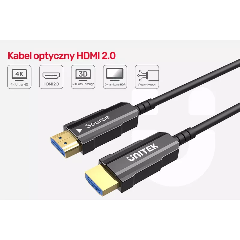 Kabel HDMI UNITEK C11072BK-25M 25m 18 Gbit/s Czarny
