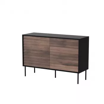Komoda cama meble CORTINA 1D3S 120x40x81 cm, czarna/orzechowa, 3 szuflady, płyta wiórowa