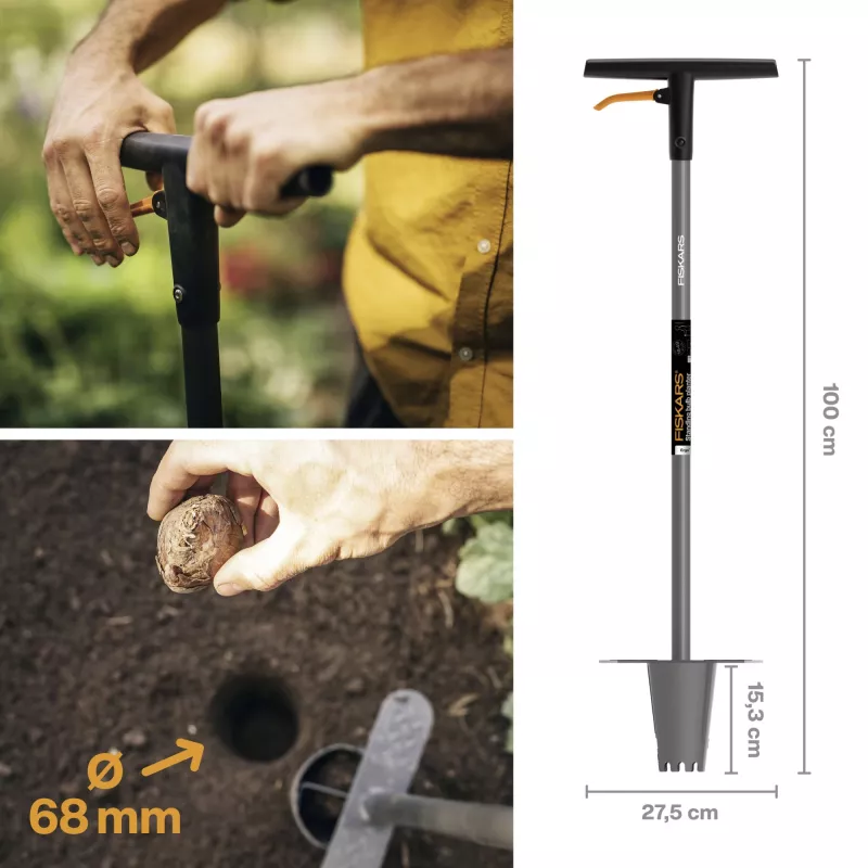 Sadzarka Fiskars ERGO długorączka – ergonomiczna długa rękojeść, model 1057078