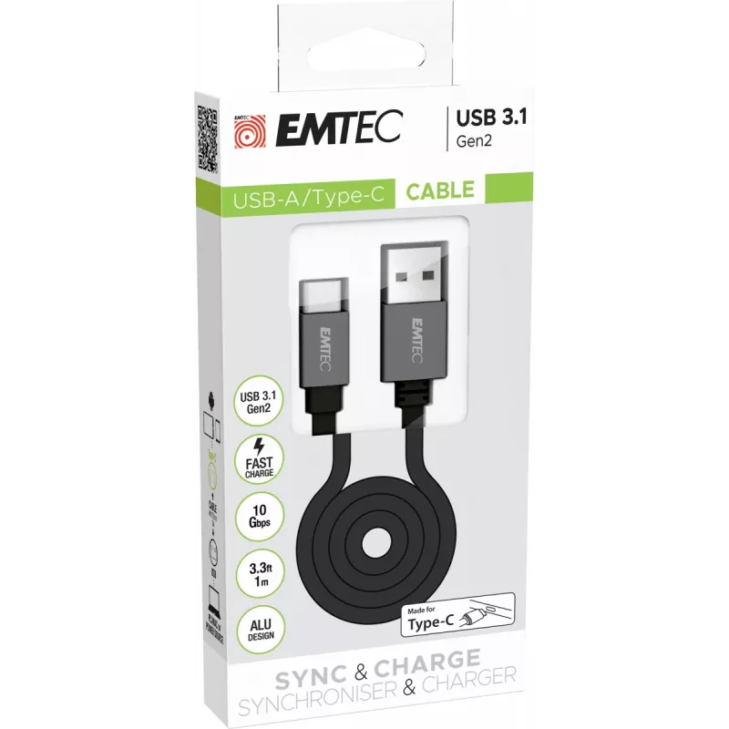 Kabel USB Emtec ECCHAT700TCU3 1.2m USB 3.2 Gen 2 Czarny