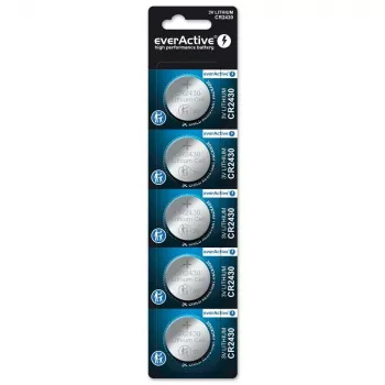 Bateria pastylkowa everActive CR2430 litowa 3 V, 24,5 mm × 3 mm, 5 szt.