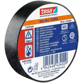 Taśma izolacyjna Tesa tesaflex 53988 Taśma elektryczna PVC 25 m x 19 mm, czarna