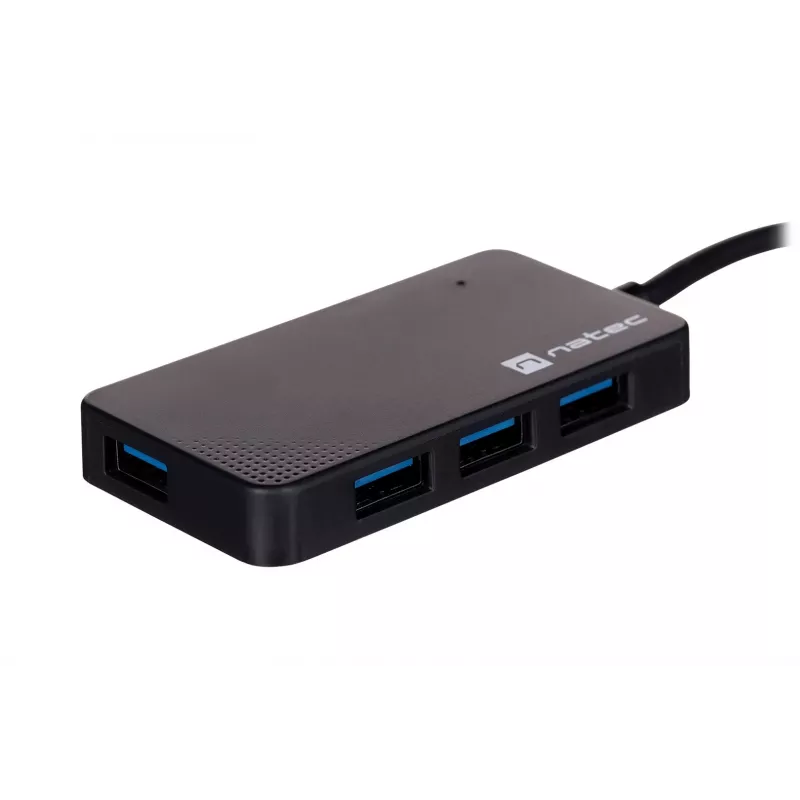 USB hub NATEC Moth 4-port USB 3.2 Gen 1 Type-A (5000 Mbit/s), zasilany przez USB, czarny, kabel 0,15 m