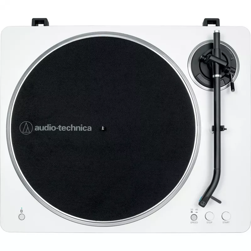 Gramofon audio z napędem paskowym Audio-Technica AT-LP70XBT srebrno-biały w pełni automatyczny