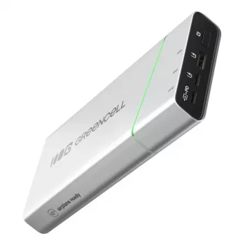 Przenośny akumulator zielony Cell BPLGC20P 20800 mAh litowo-jonowy, USB-C PD 65W, 2x USB-C + 1x USB-A, aluminiowa obudowa