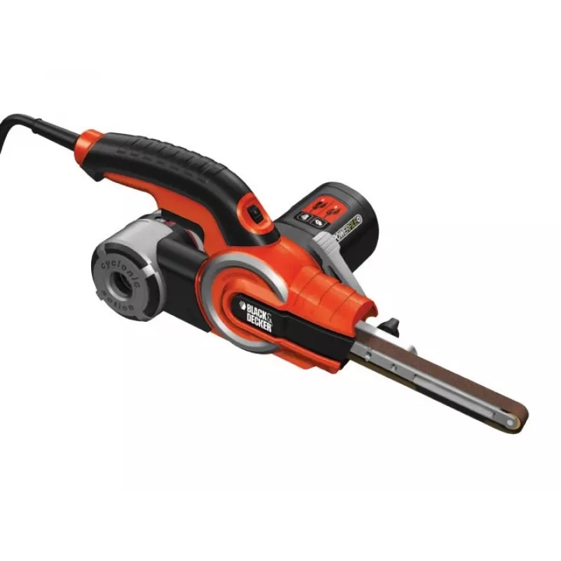 Szlifierka taśmowa Czarny & Decker KA902EK — 400 W, regulowana prędkość, płyta szlifierska 451×13 mm, 230 V, kabel 3 m, z walizką