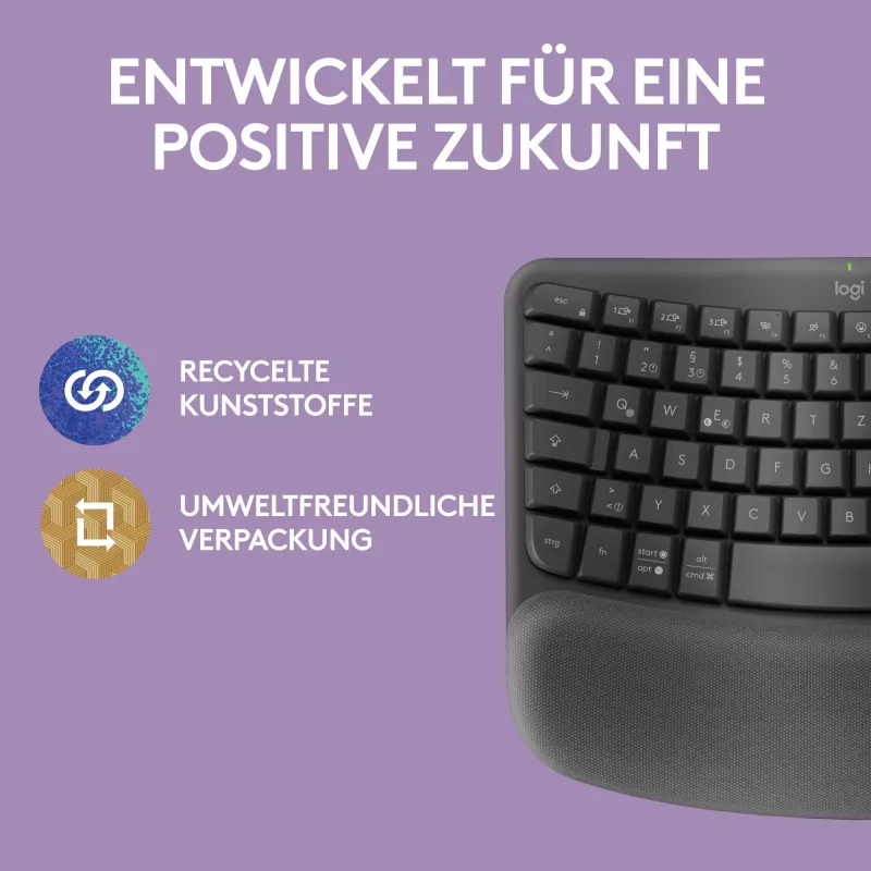 Klawiatura Logitech Wave Keys Office RF Bezprzewodowa + Bluetooth QWERTZ Grafitowa