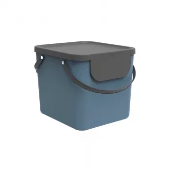 Plastikowy pojemnik do przechowywania rotho Albula 40 L prostokątny, niebieski, pojemność 40 L, otwór do zawieszania, 400×358×340 mm