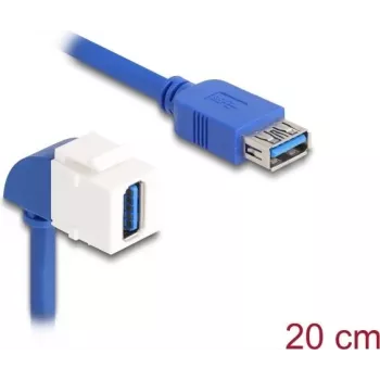 DeLOCK Keystone Module kabel USB 5 Gbps Typ-A gniazdo do gniazda 90° kątowy 20 cm niebieski