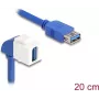 DeLOCK Keystone Module kabel USB 5 Gbps Typ-A gniazdo do gniazda 90° kątowy 20 cm niebieski