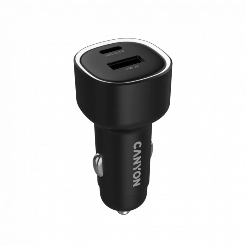 Ładowarka samochodowa CANYON OnDrive 48 PD 48W USB-A+USB-C Czarna