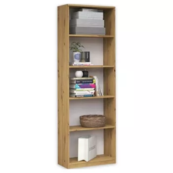 Regał biurowy Topeshop R40 ARTISAN, dąb, 5 półek, 400×300×1820 mm, rama z płyty wiórowej