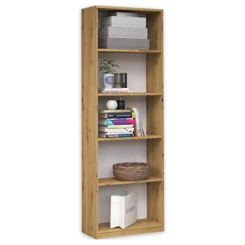 Regał biurowy Topeshop R40 ARTISAN, dąb, 5 półek, 400×300×1820 mm, rama z płyty wiórowej