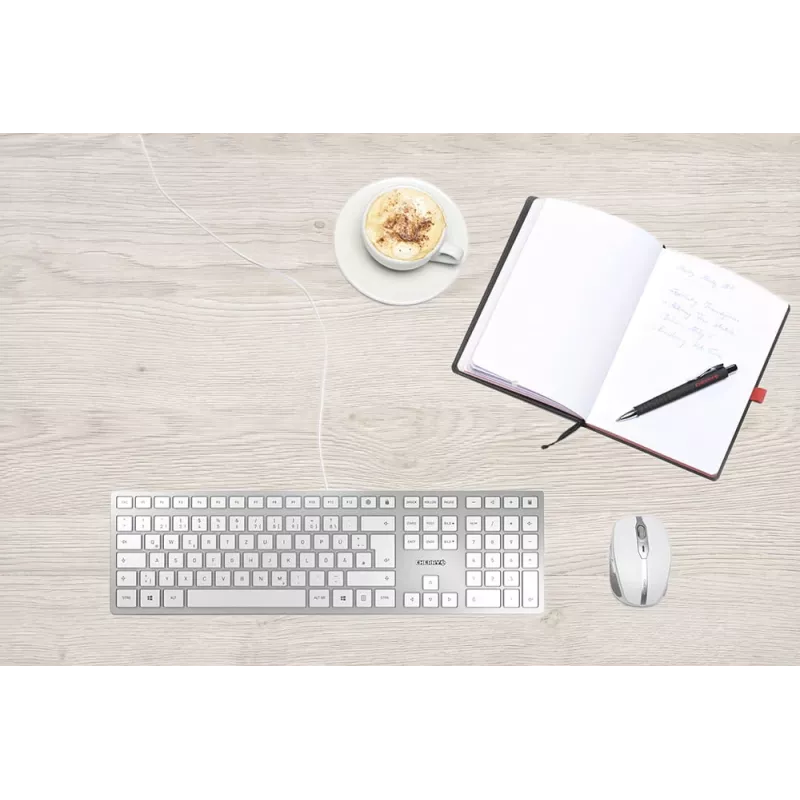 Klawiatura CHERRY KC 6000 cienki uniwersalna USB QWERTZ niemiecka srebrna