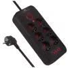 Listwa zasilająca MACLEAN MCE391 B – 6 gniazd, 4×USB-A + 1×USB-C, 110–240V, 2500W, kabel 3 m, czarna