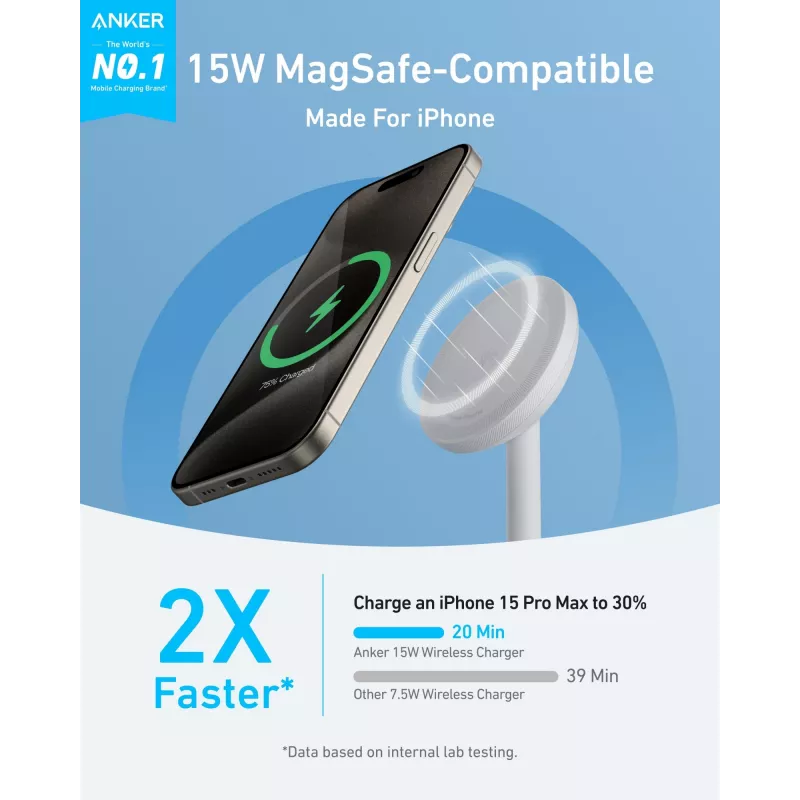 Anker MagGo Headphones biały USB Wireless Fast Charging Indoor