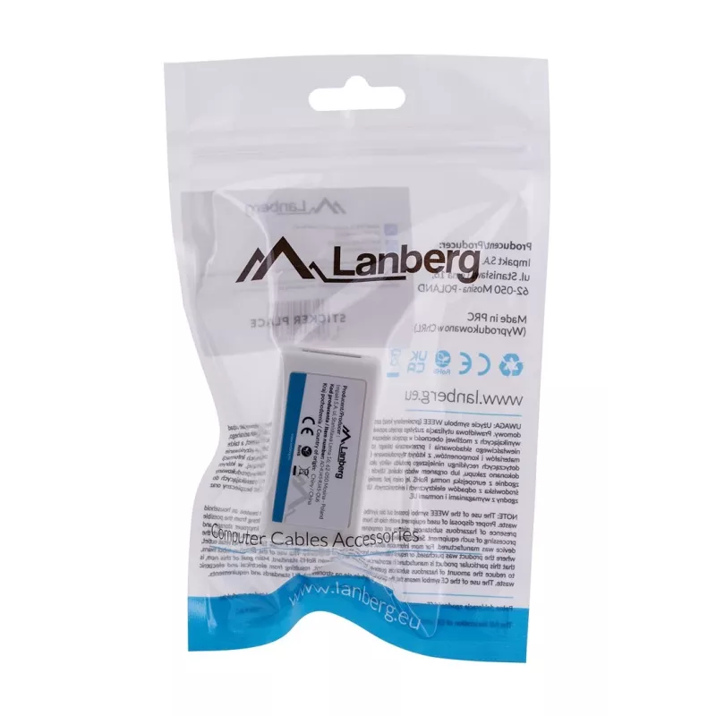 Rozdzielacz sieciowy LANBERG AD-RJ45-RJ45-OU6 — biały RJ-45 1 wejście do 1 wyjścia