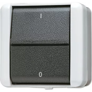 JUNG 802 W - przełącznik kołyskowy - 2P - przewodowy - czarny - biały - termoplast - IP44