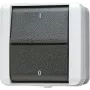 JUNG 802 W - przełącznik kołyskowy - 2P - przewodowy - czarny - biały - termoplast - IP44