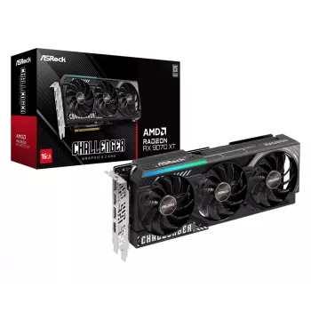 Karta graficzna ASRock Challenger Radeon RX 9070 XT — 16 GB GDDR6, 256-bit, PCIe 5.0, chłodzenie aktywne 3-wentylatorowe