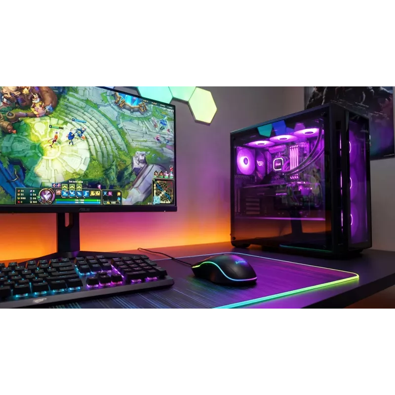 Przewodowa podgrzewana mysz gamingowa ActiveJet AMY-W390 — symetryczna, optyczna 2000 DPI, USB typu A, 4 przyciski, czarna
