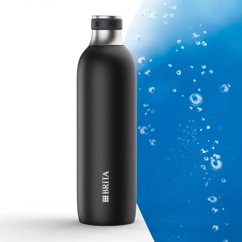 Butelka do gazowania BRITA 650 ml, stal nierdzewna, czarna, można myć w zmywarce