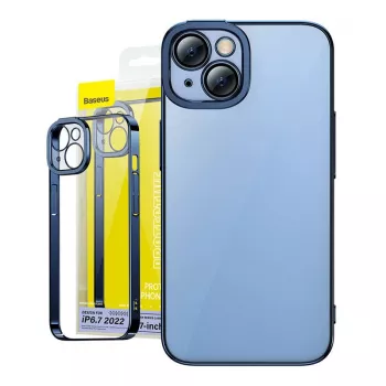 Zestaw etui ochronnego i szkła hartowanego Baseus do iPhone 14 Plus — błyszczący przezroczysty niebieski