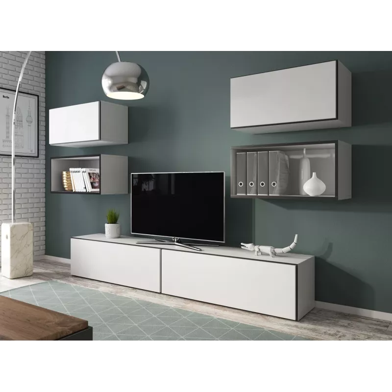 Cama living room furniture set ROCO 3 (2xRO3+2xRO4+2xRO1) Biały/Czarny/Biały