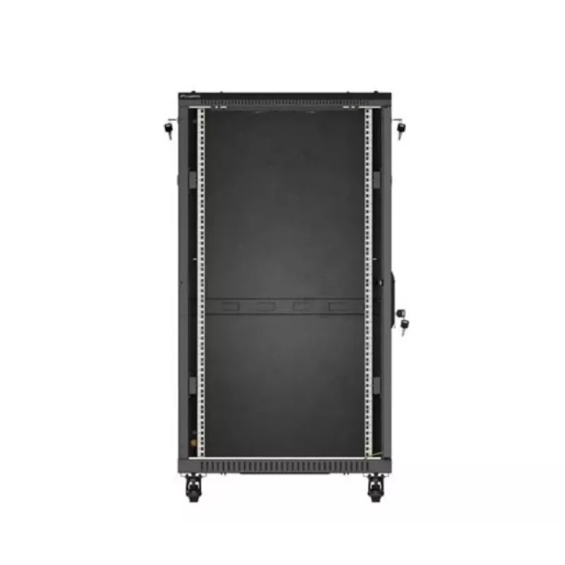 Szafa rack LANBERG FF01-6222-12B 22U 600x1200 mm czarna z przeszklonymi drzwiami przednimi i tylnymi